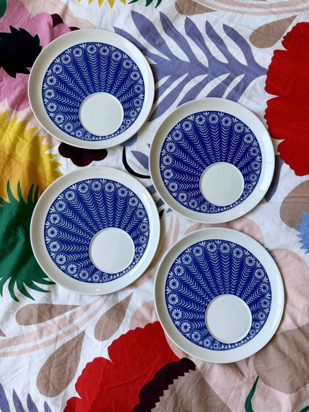 VTG 1960's Arabia Finland Riikinkukko Plate Set of 4 RARE
